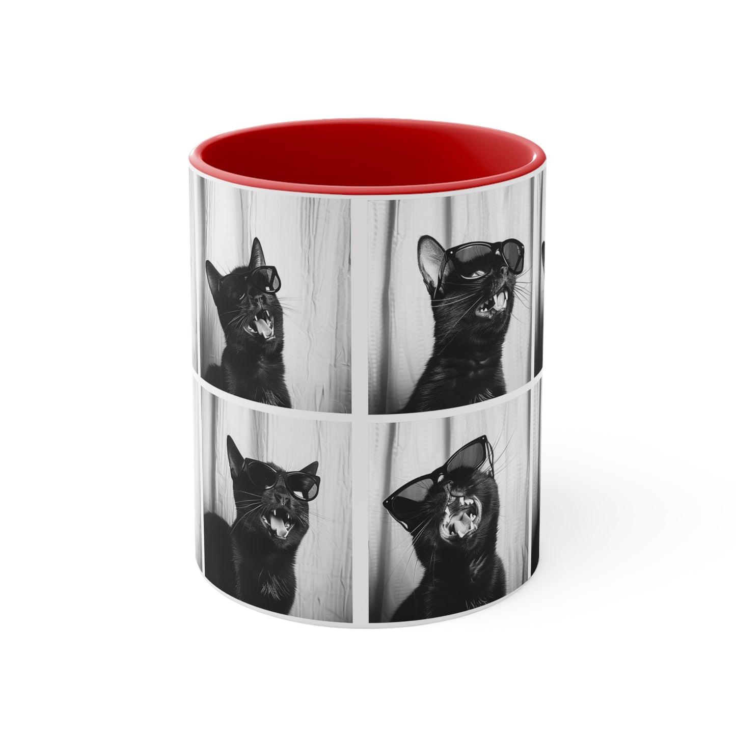 Black Cat Photo Booth Accent Coffee Mug, 11oz