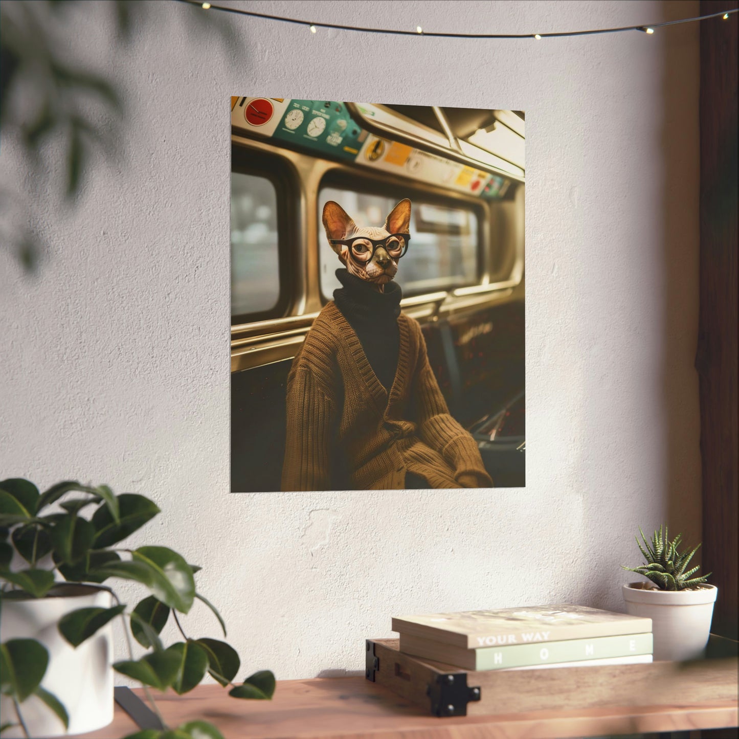 Sphynx Cat in NY Subway, Sphynx Cat Wall Art