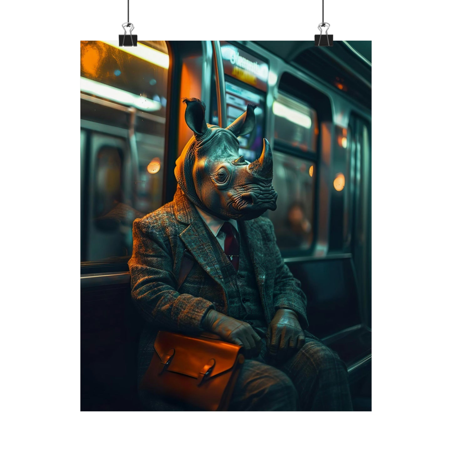 Rhino in NY Subway, Rhino Wall Art