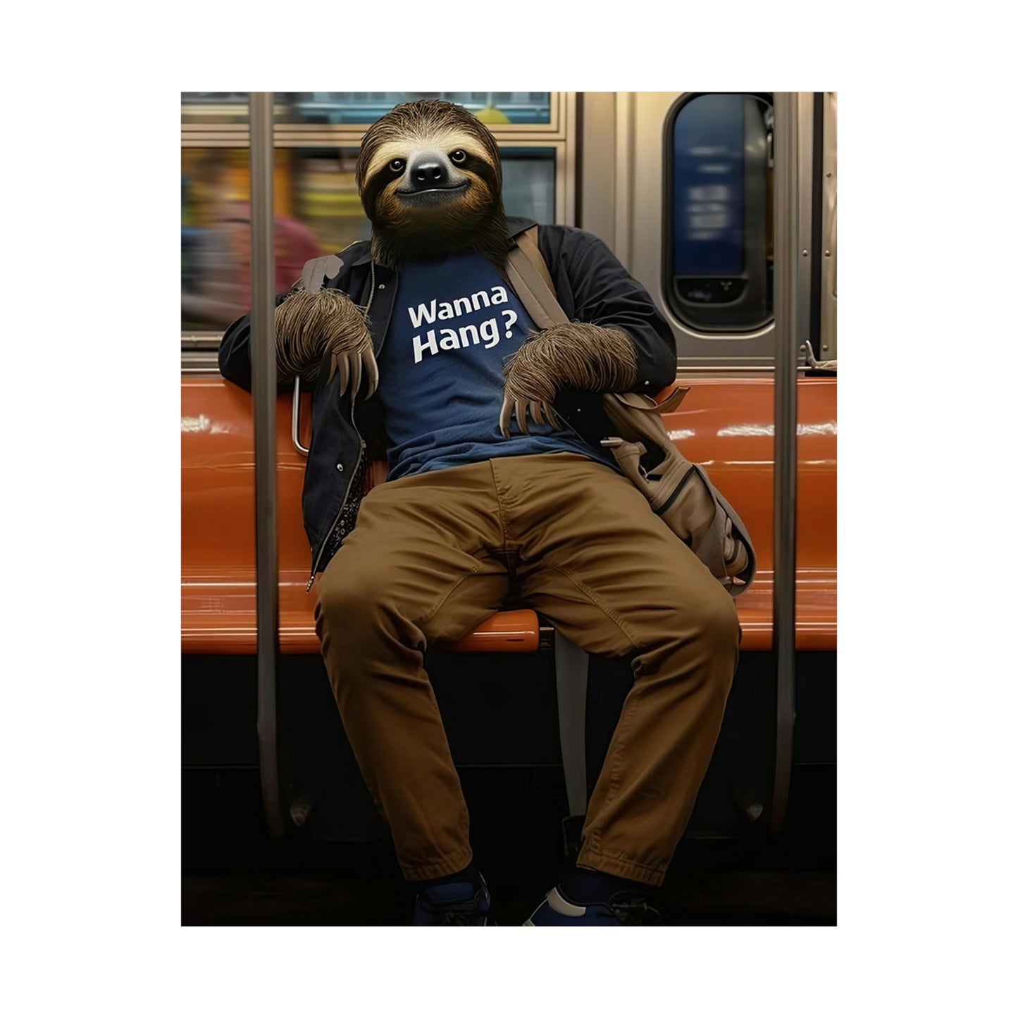Sloth in NY Subway, Sloth Wall Art