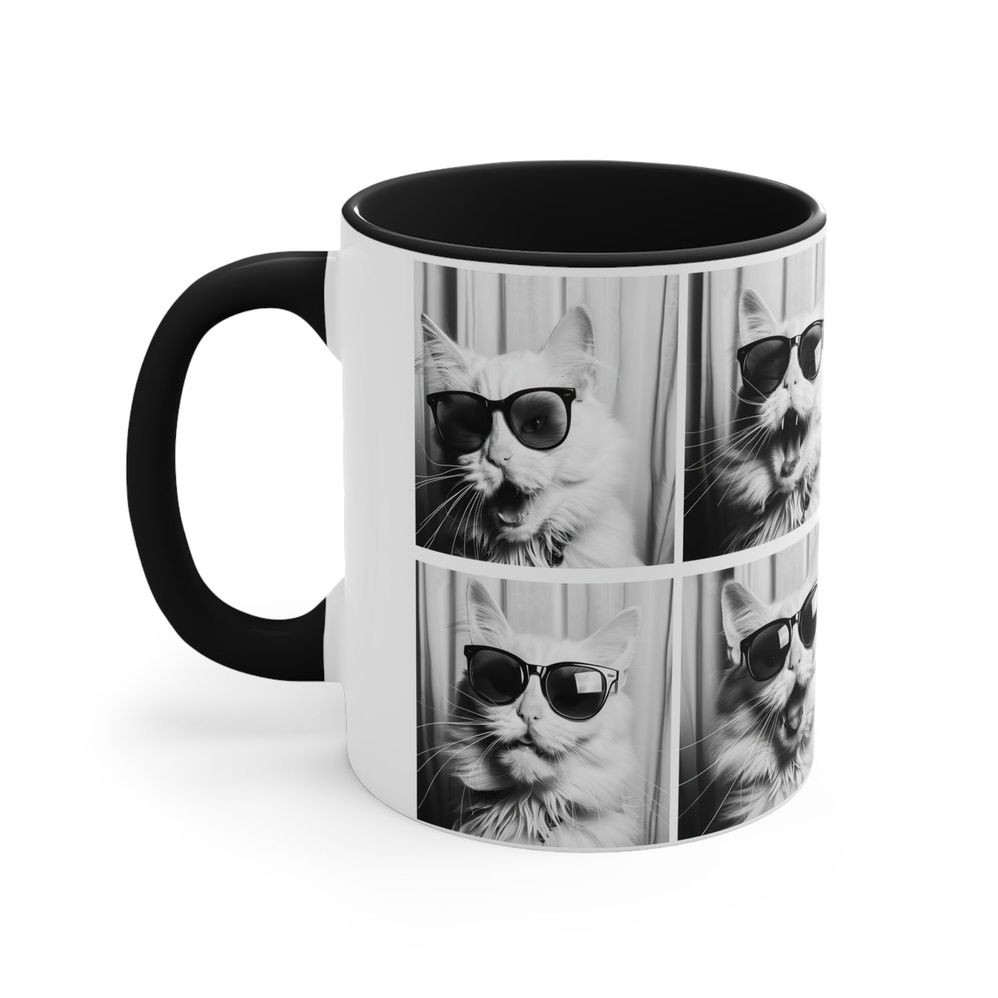 White Cat Photo Booth Accent Coffee Mug, 11oz