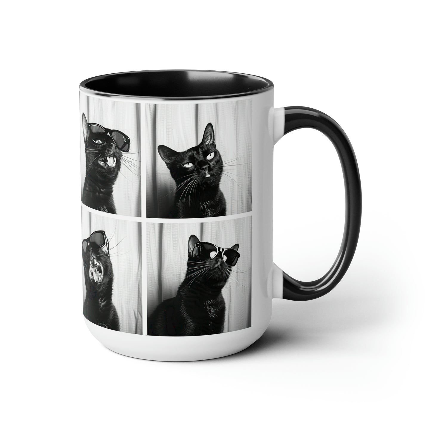 Black Cat Photo Booth Accent Coffee Mug, 11oz