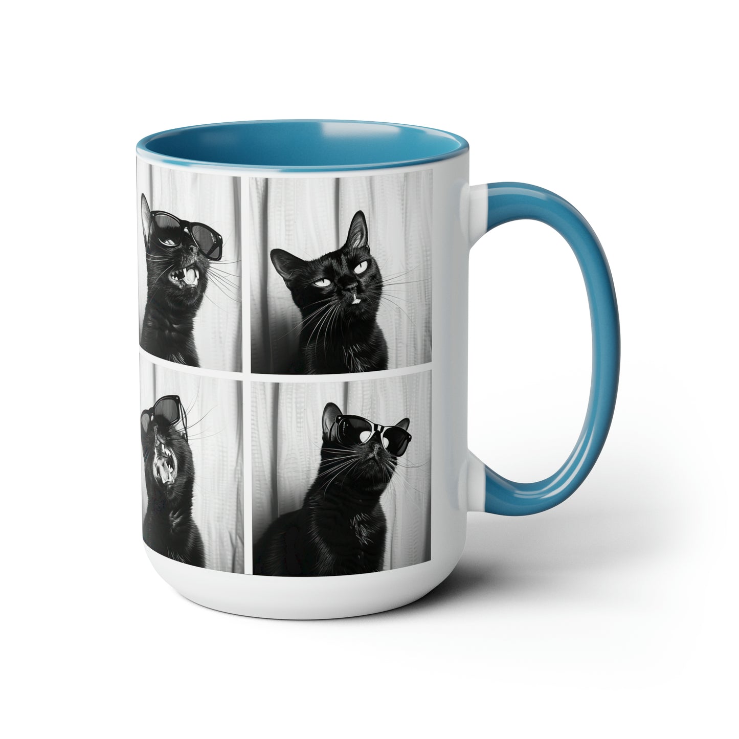 Black Cat Photo Booth Accent Coffee Mug, 11oz