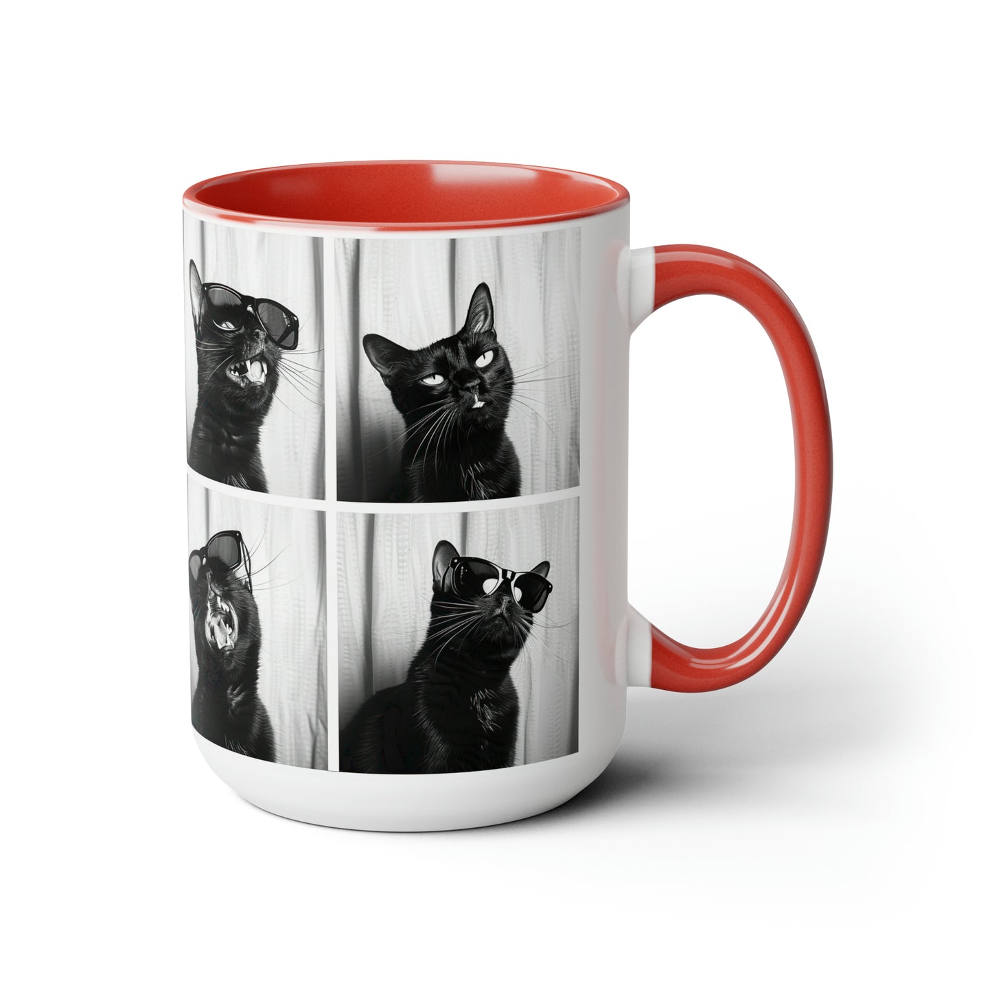 Black Cat Photo Booth Accent Coffee Mug, 11oz