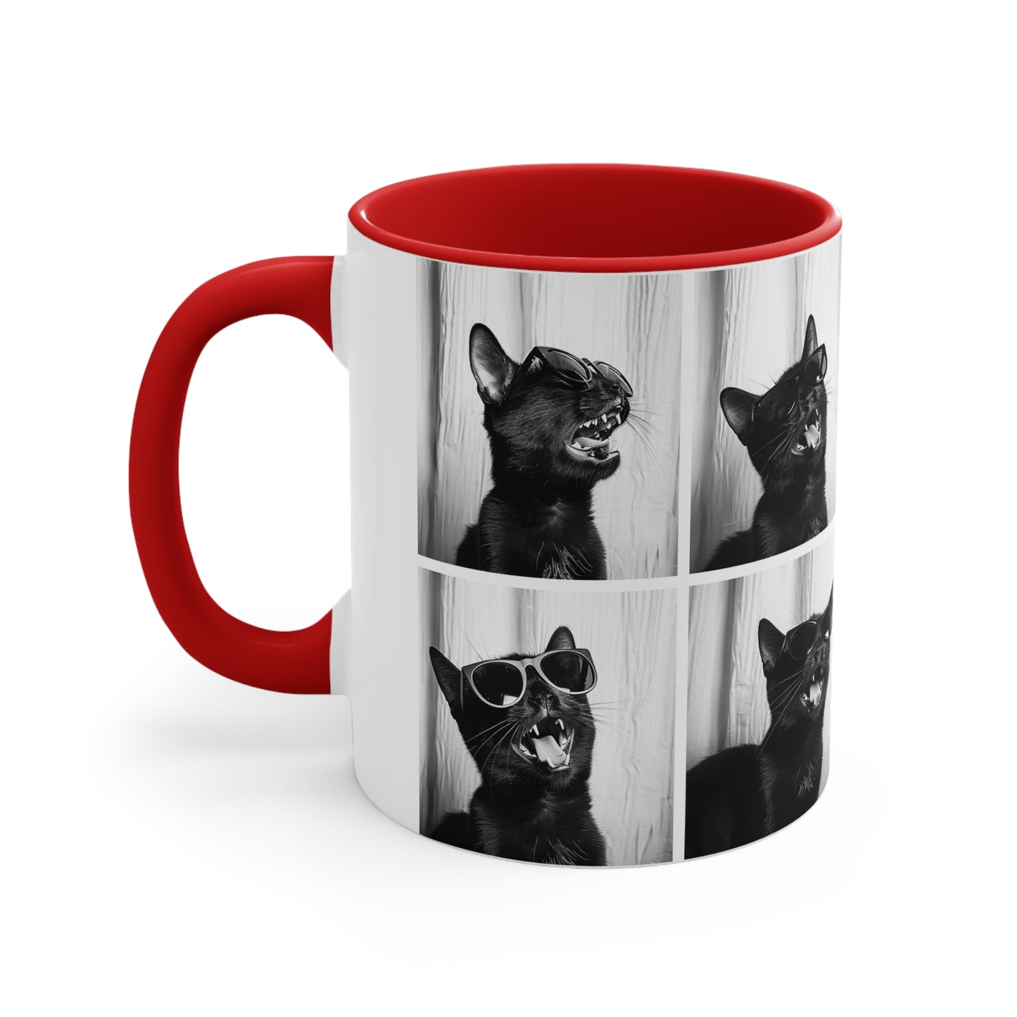 Black Cat Photo Booth Accent Coffee Mug, 11oz