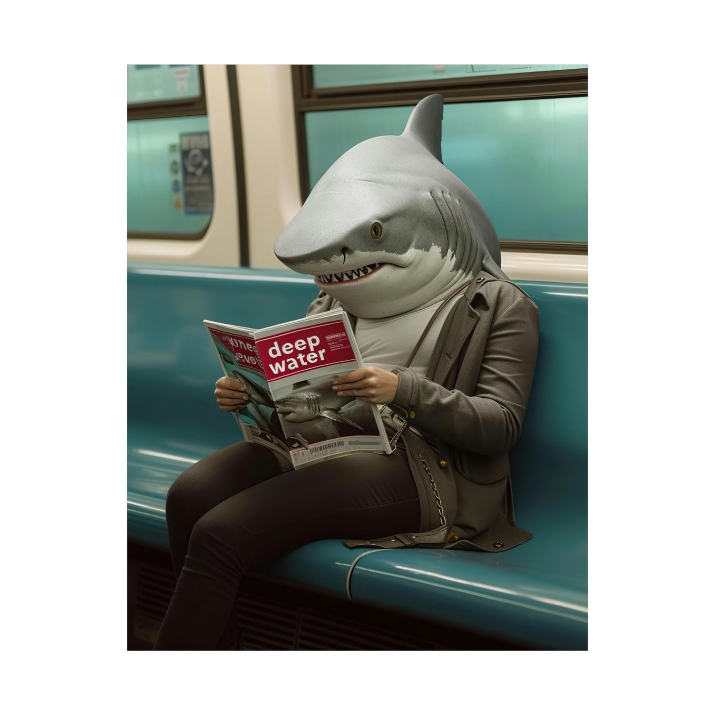 Shark in NY Subway, Shark Wall Art