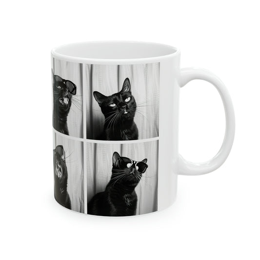 Black Cat Photo Booth 11oz Mug