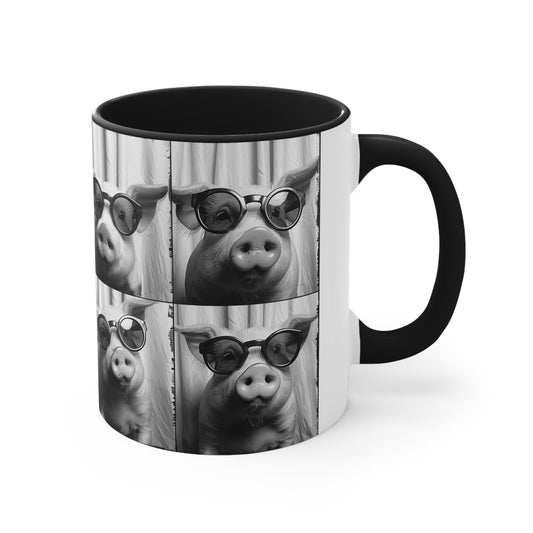 Pig Photo Booth Accent Coffee Mug, 11oz