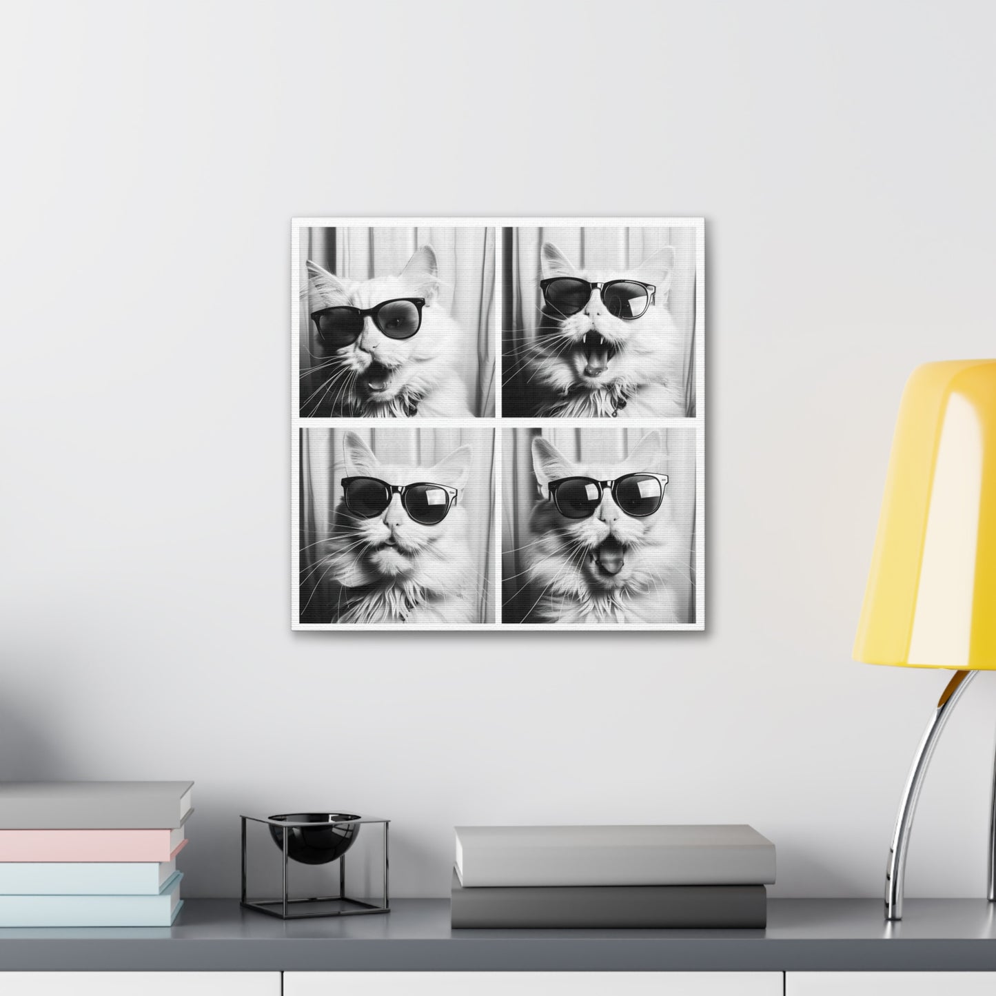 White Cat Photo Booth Canvas