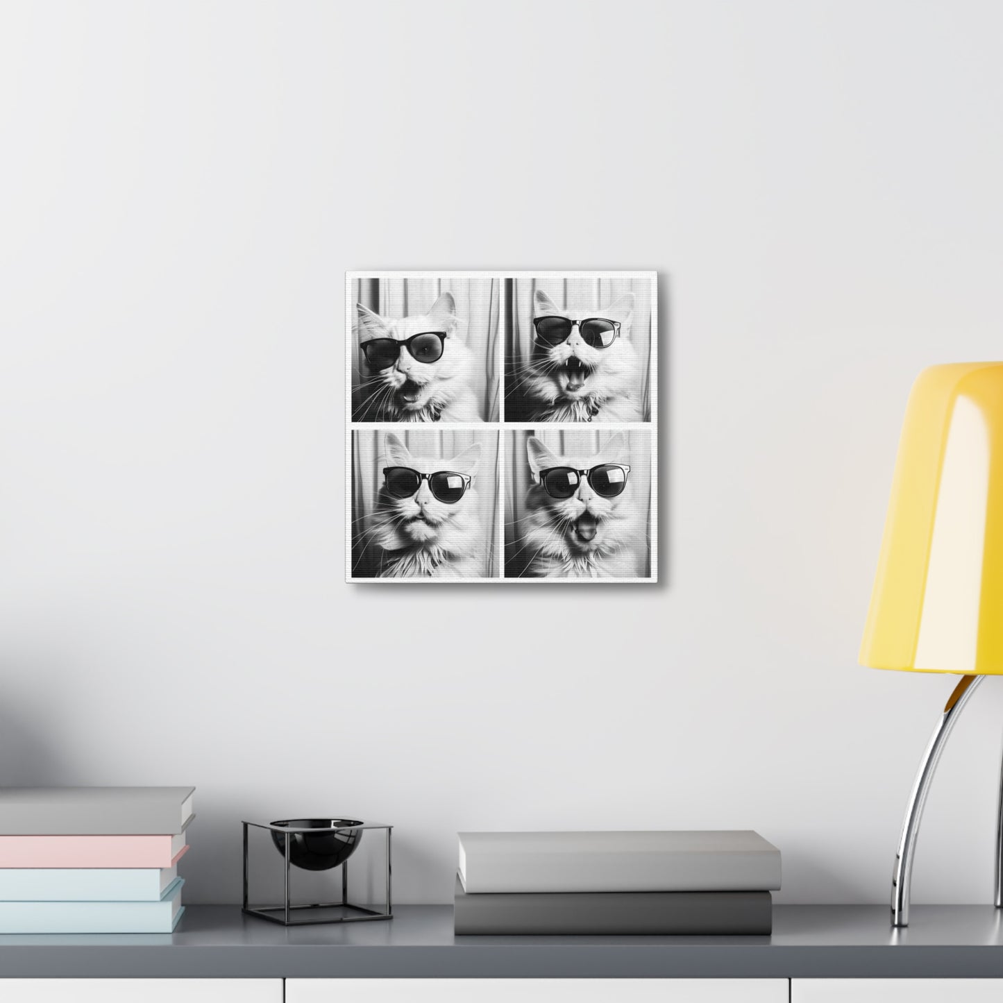 White Cat Photo Booth Canvas