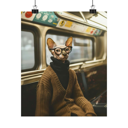 Sphynx Cat in NY Subway, Sphynx Cat Wall Art