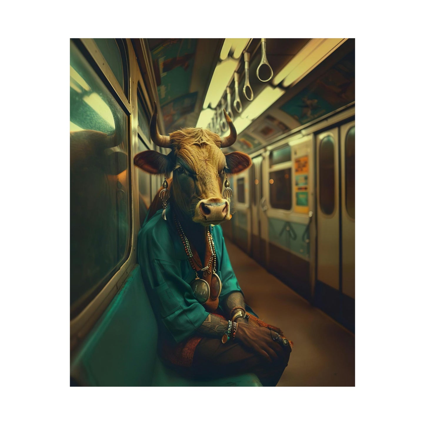 Cow in NY Subway, Cow Wall Art