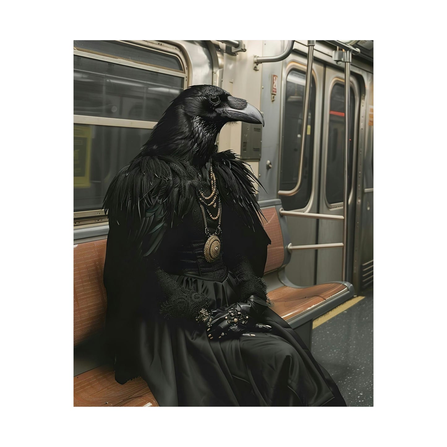 Crow in NY Subway, Crow Wall Art