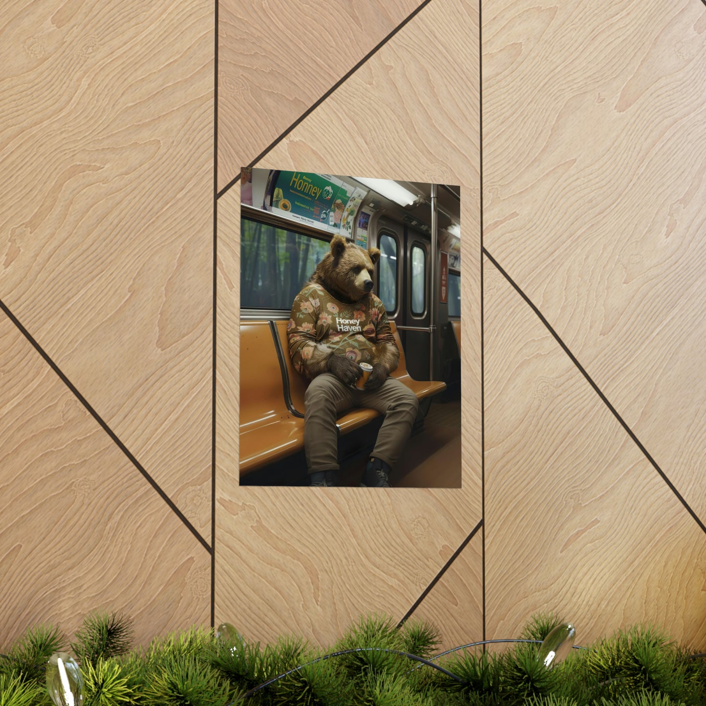 Bear in NY Subway, Bear Wall Art