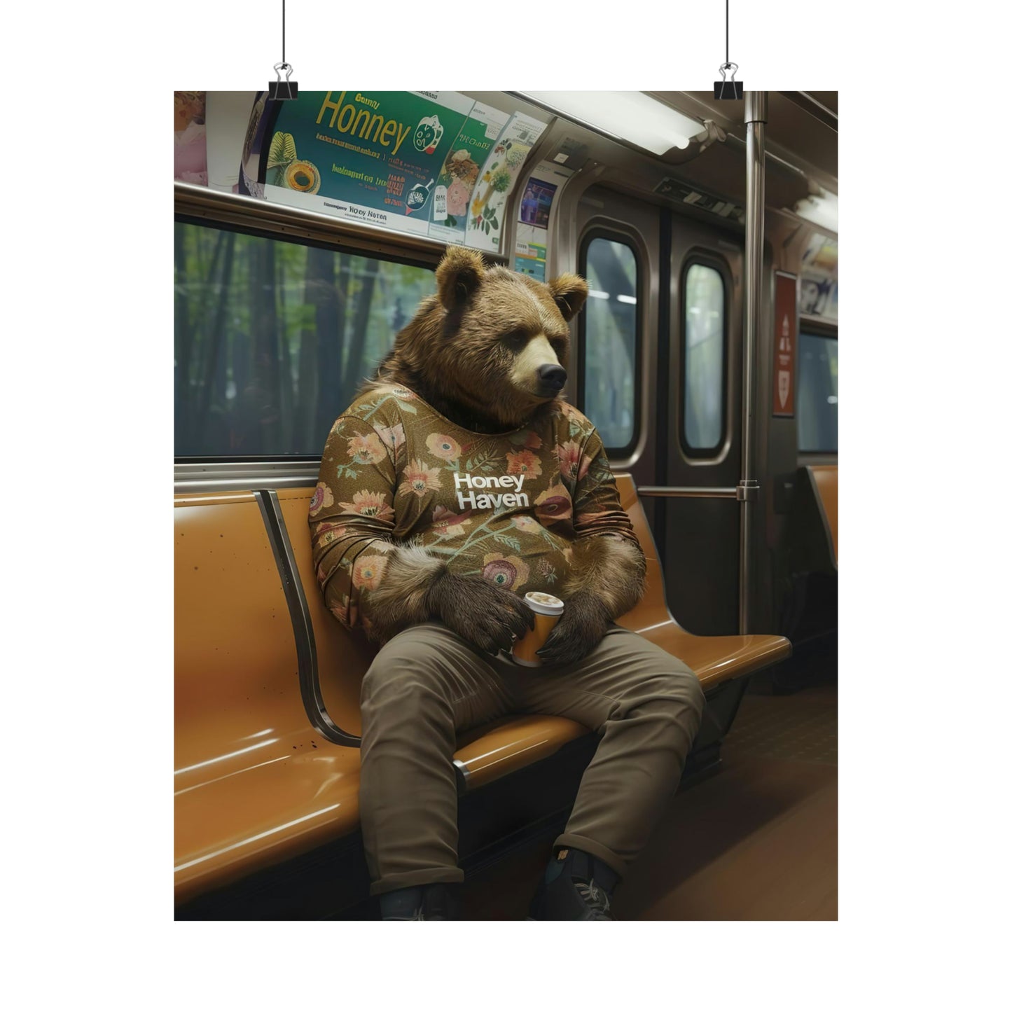Bear in NY Subway, Bear Wall Art