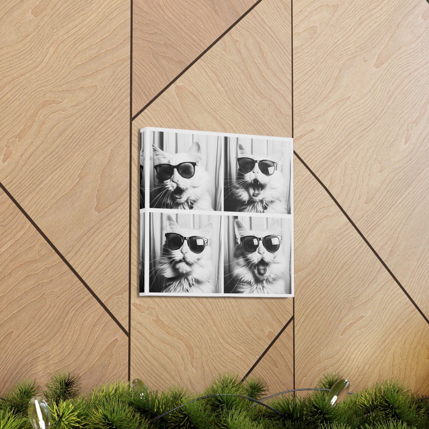 White Cat Photo Booth Canvas