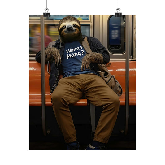 Sloth in NY Subway, Sloth Wall Art