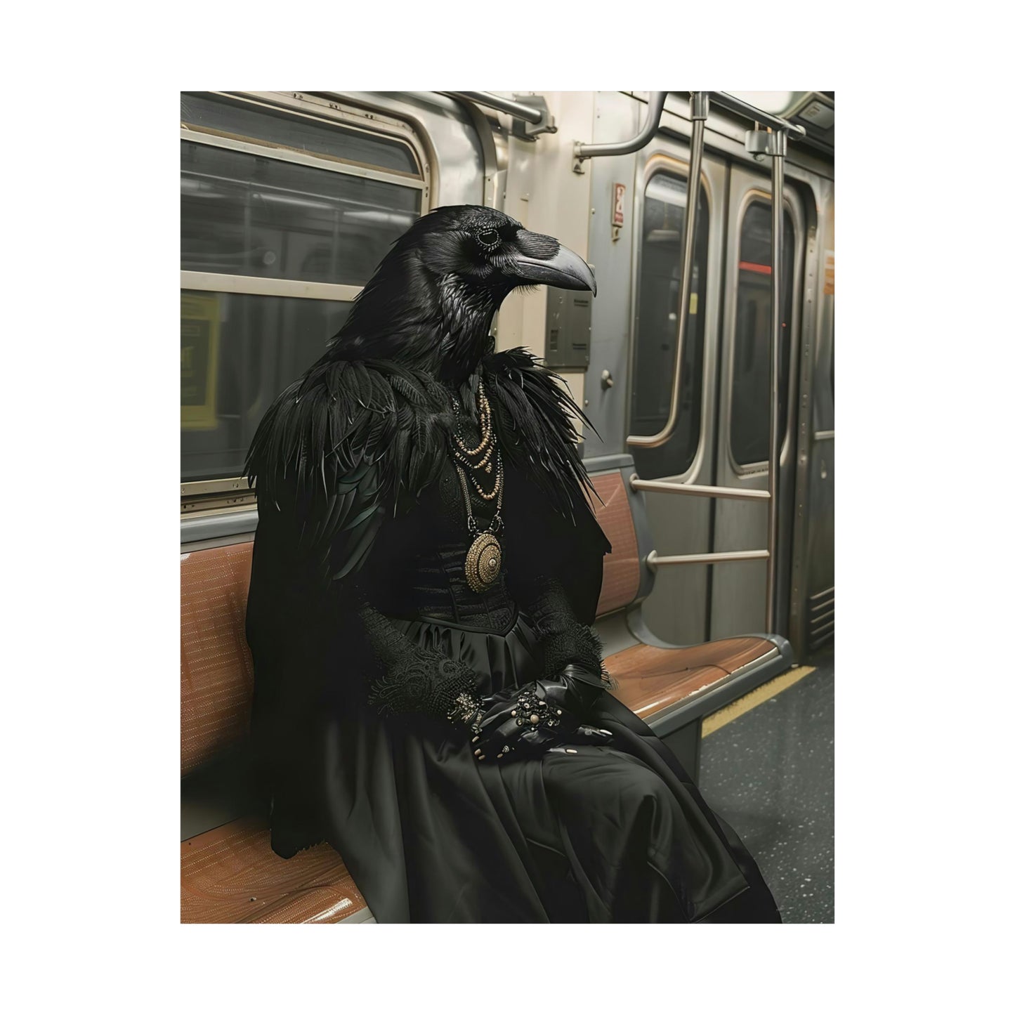 Crow in NY Subway, Crow Wall Art