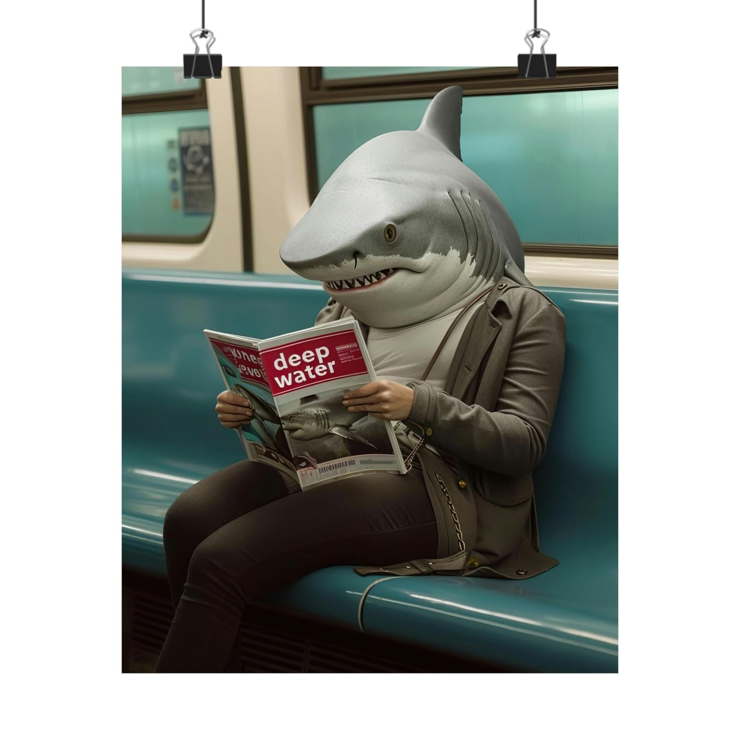 Shark in NY Subway, Shark Wall Art