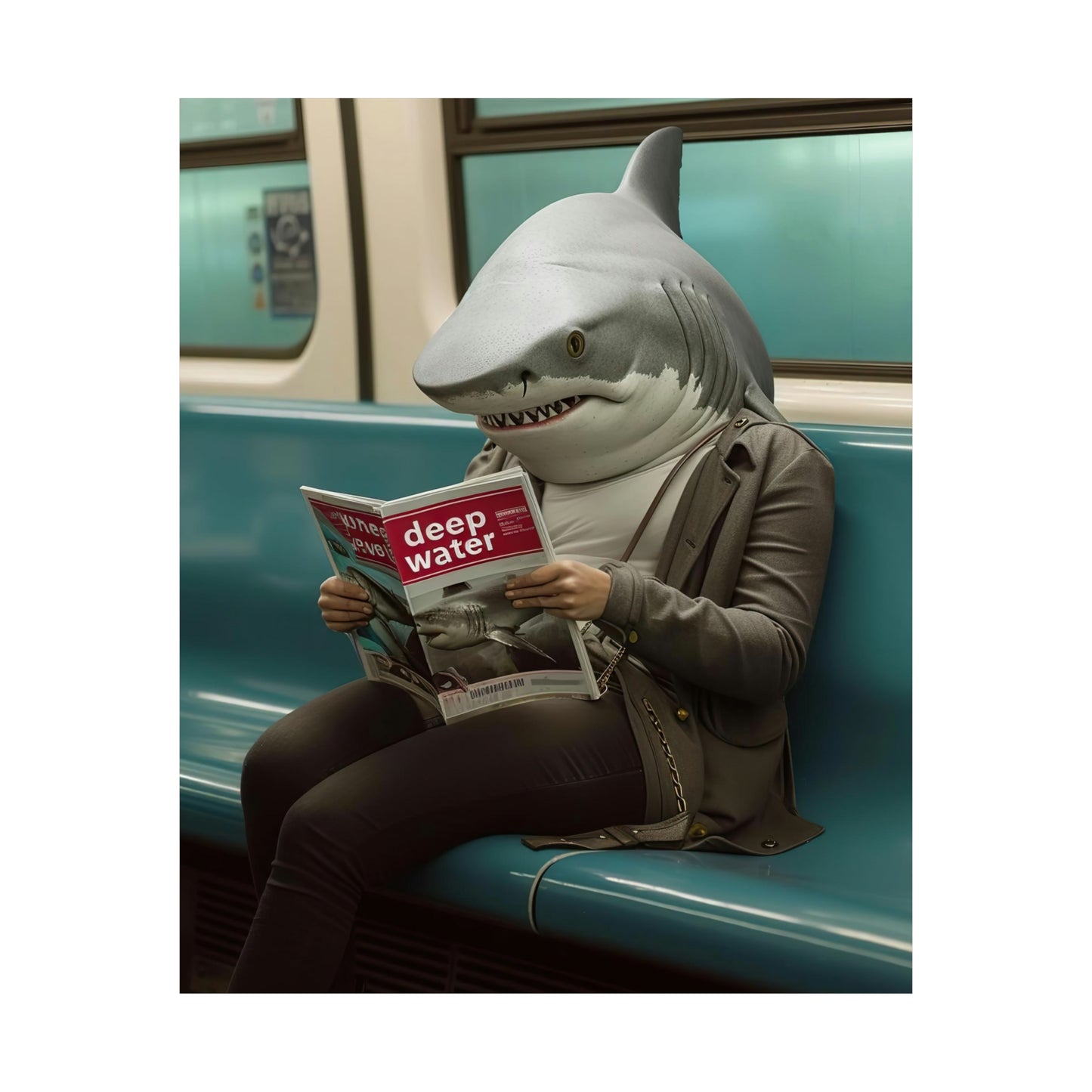 Shark in NY Subway, Shark Wall Art